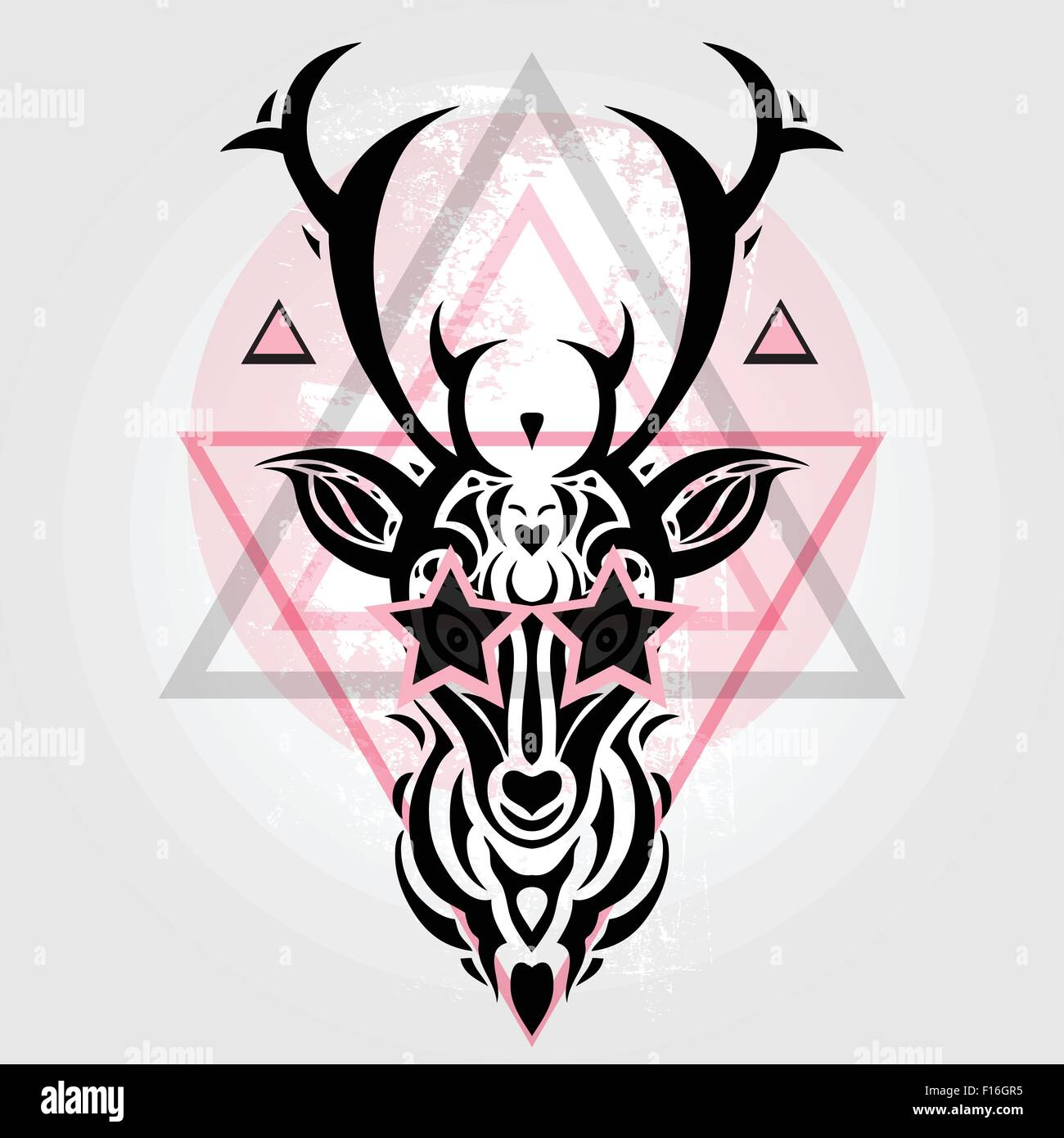 Testa di cervo. Disegno tribale. Illustrazione Vettoriale