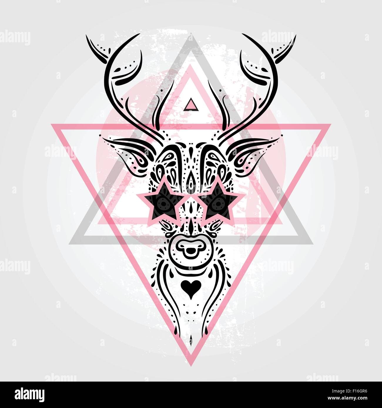 Testa di cervo. Disegno tribale. Illustrazione Vettoriale