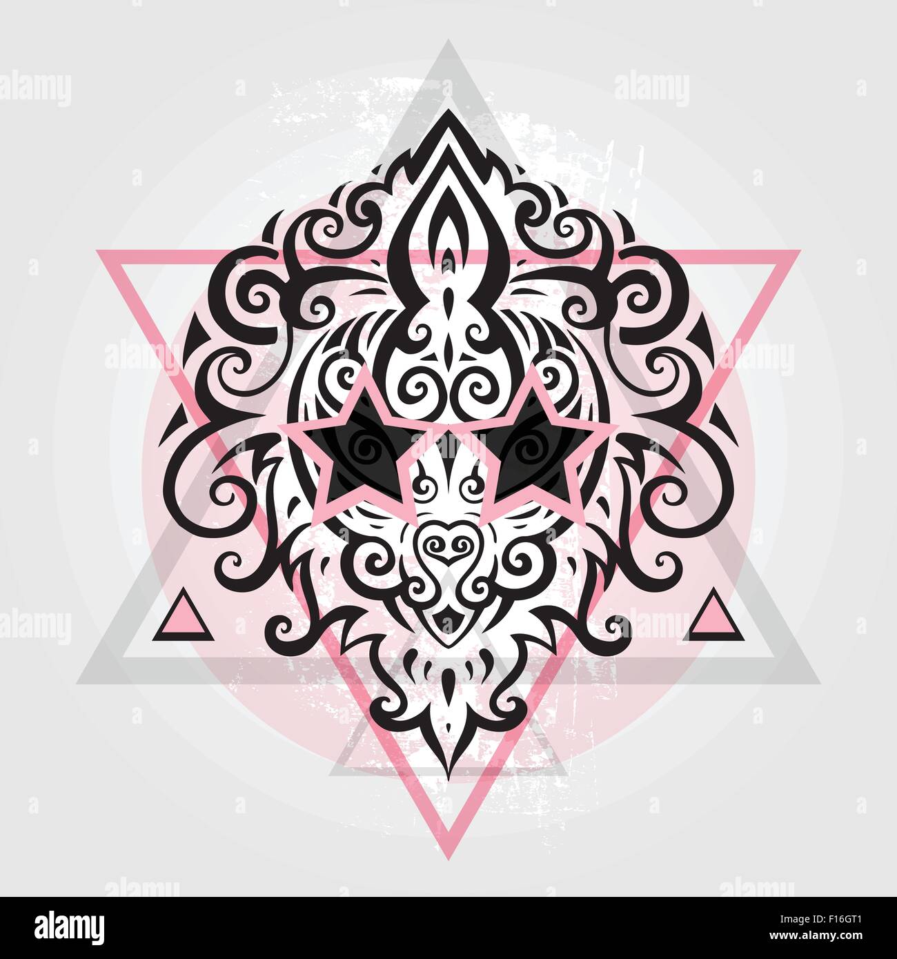 Lions Head. Disegno tribale. Illustrazione Vettoriale