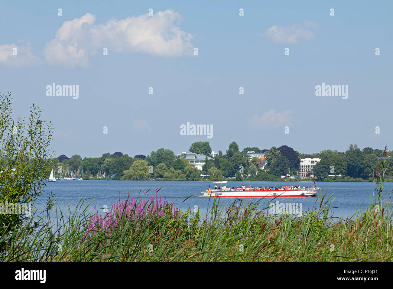 Escursione in barca, Alster esterno, Amburgo, Germania Foto Stock