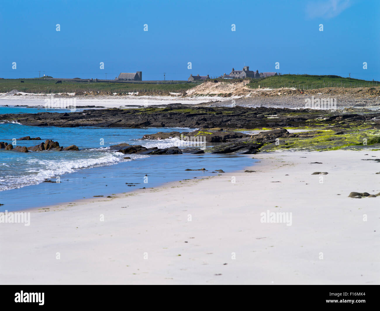 Dh North Ronaldsay ORKNEY sabbiose spiagge isolate spiaggia tranquilla regno unito isole del nord Foto Stock