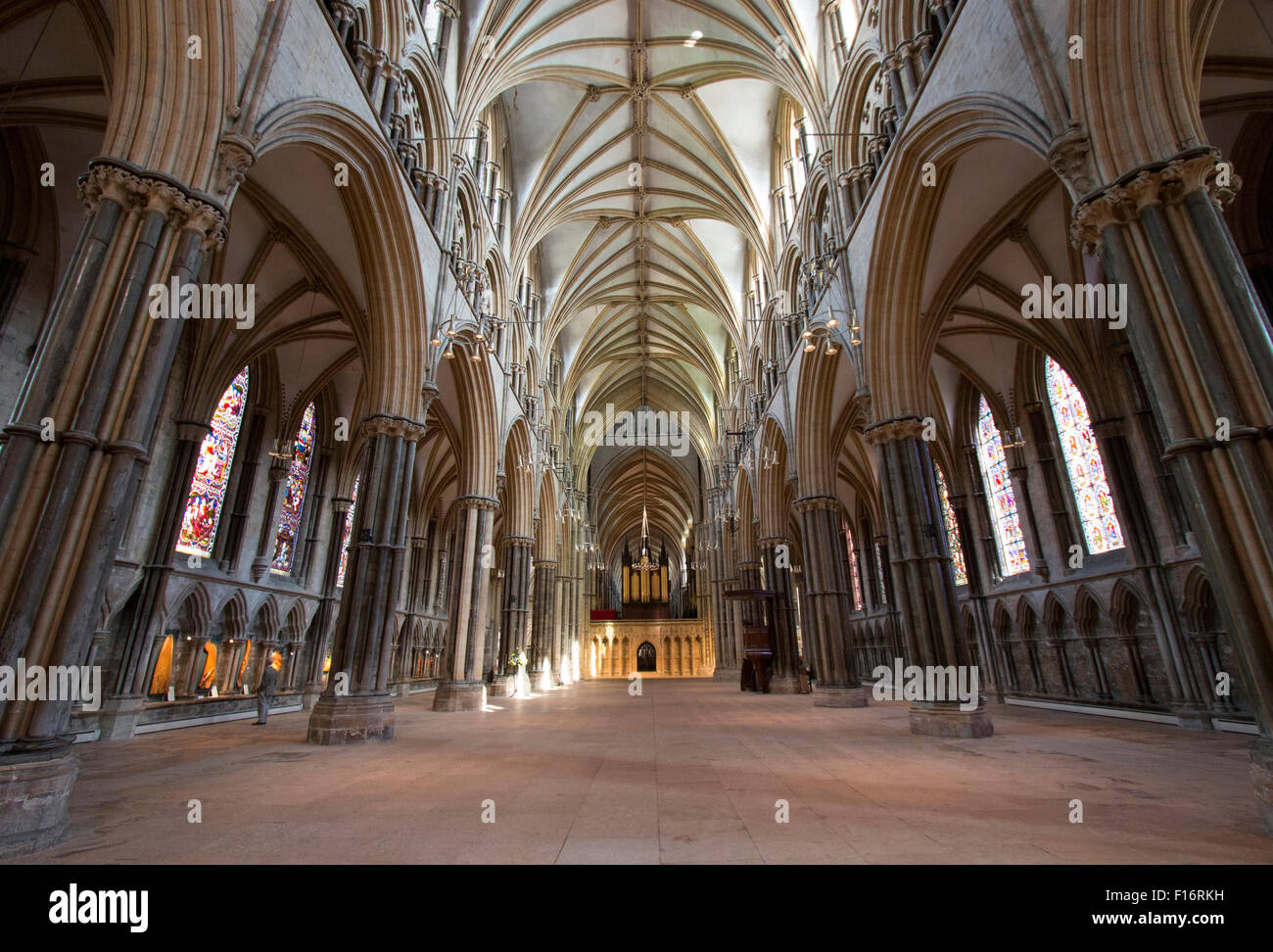 Interno della Cattedrale di Lincoln, Lincoln, Lincolnshire, Inghilterra, Regno Unito. Foto Stock