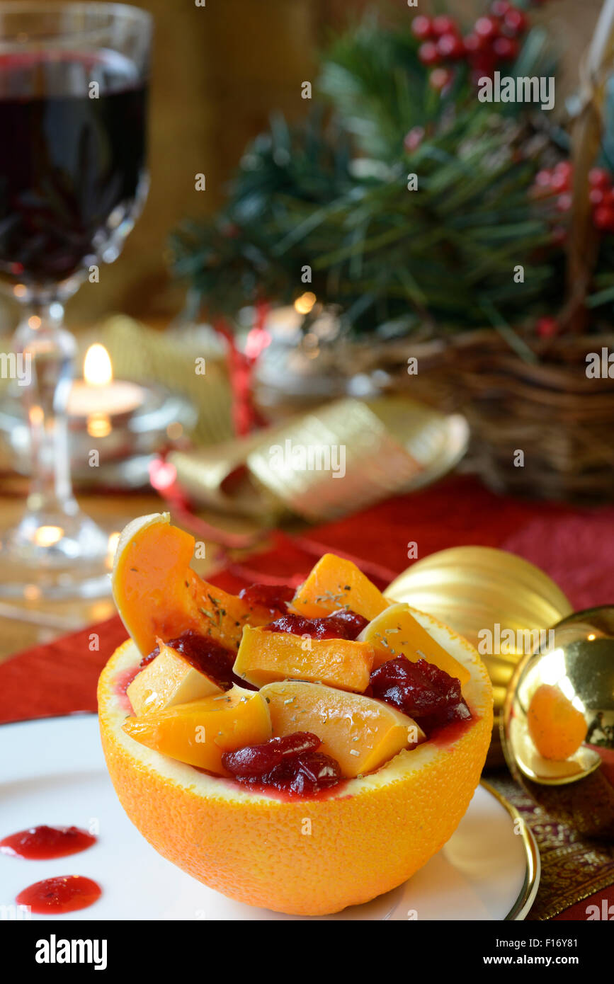 Ripieni di colore arancione con arrosti di zucca Foto Stock