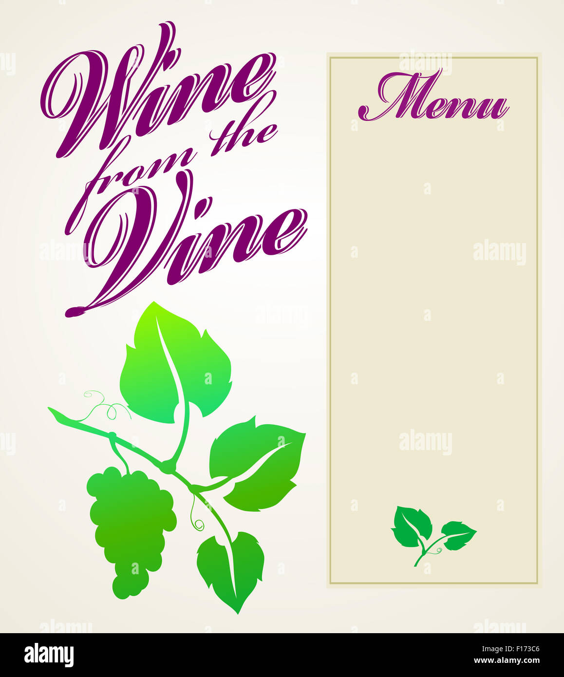 Il vino dalla vigna Menu con uva Foto Stock