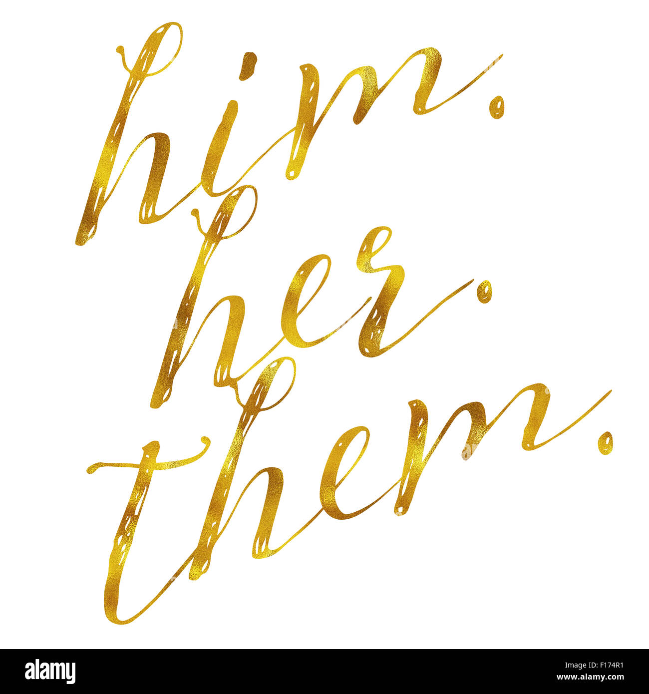 Di lui il suo impegno di loro nozze oro romantica Faux Foil lustrini metallici isolati del preventivo Foto Stock