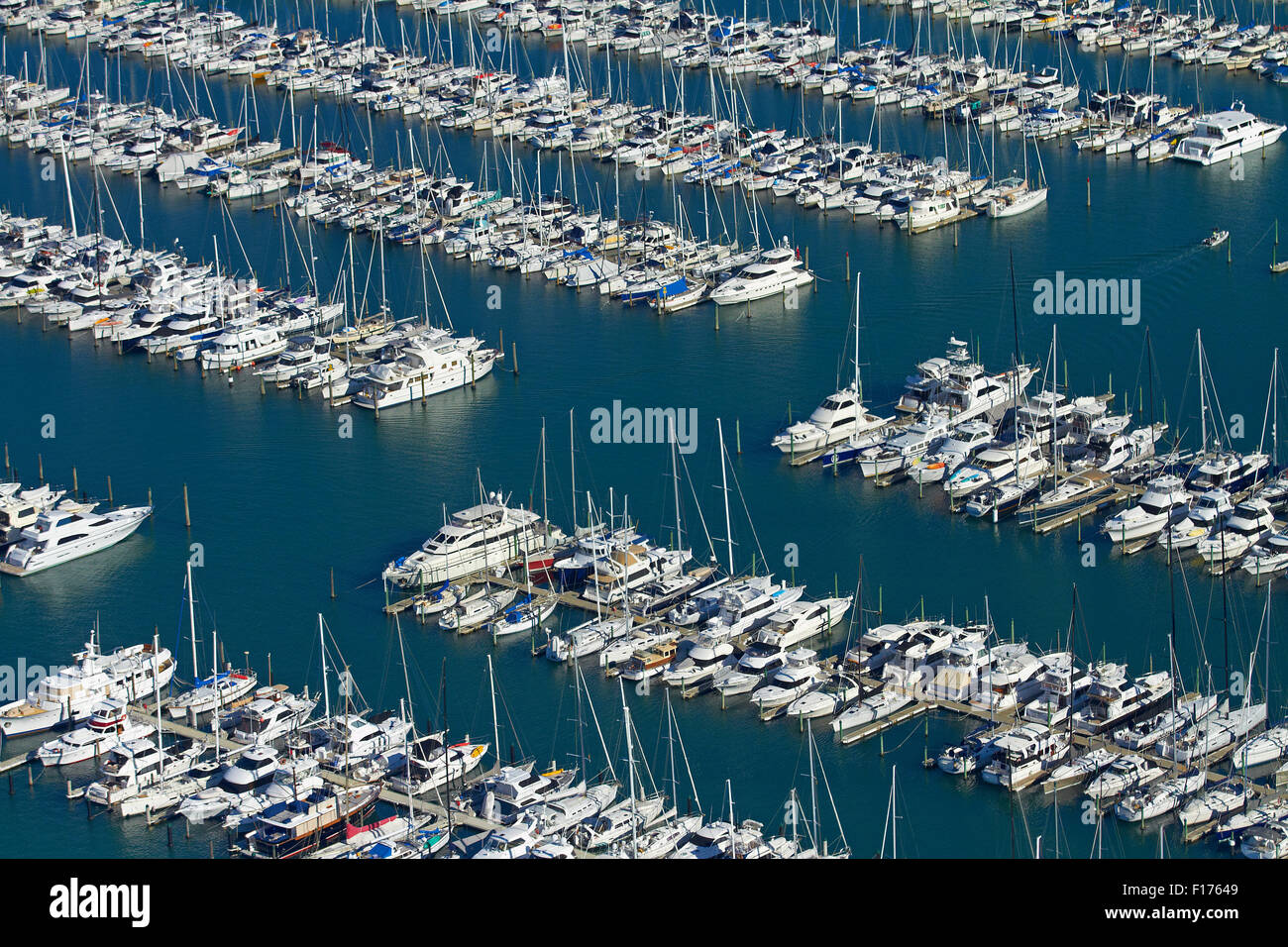 Westhaven Marina di Auckland, Isola del nord, Nuova Zelanda - aerial Foto Stock