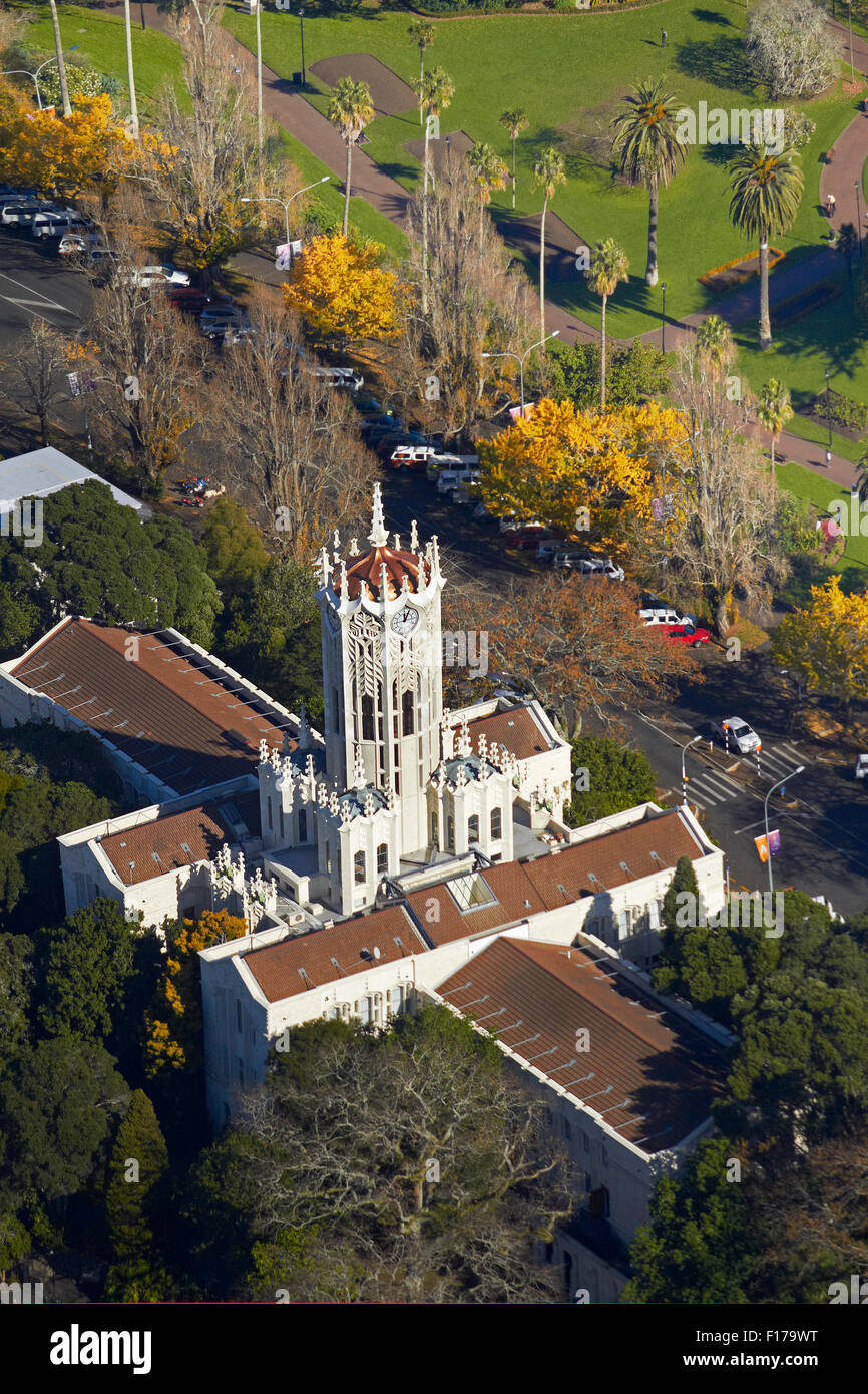 Clock Tower Building, l'Università di Auckland Auckland North Island, Nuova Zelanda - aerial Foto Stock