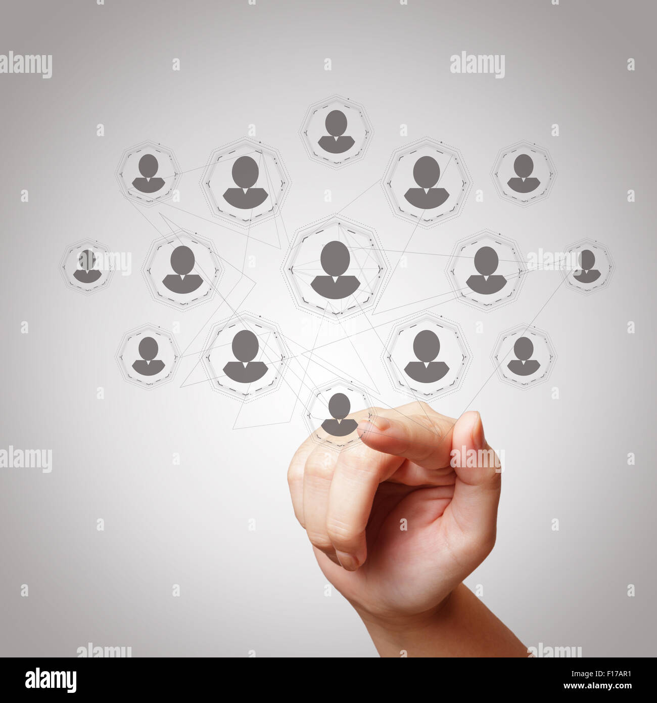 Disegna a mano social network struttura come concetto Foto Stock