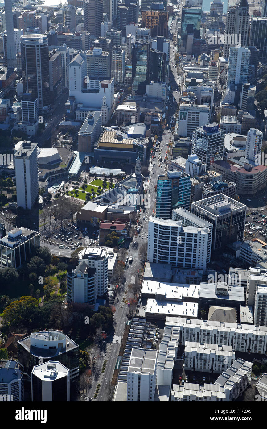 Queen Street e il CBD di Auckland, Isola del nord, Nuova Zelanda - aerial Foto Stock