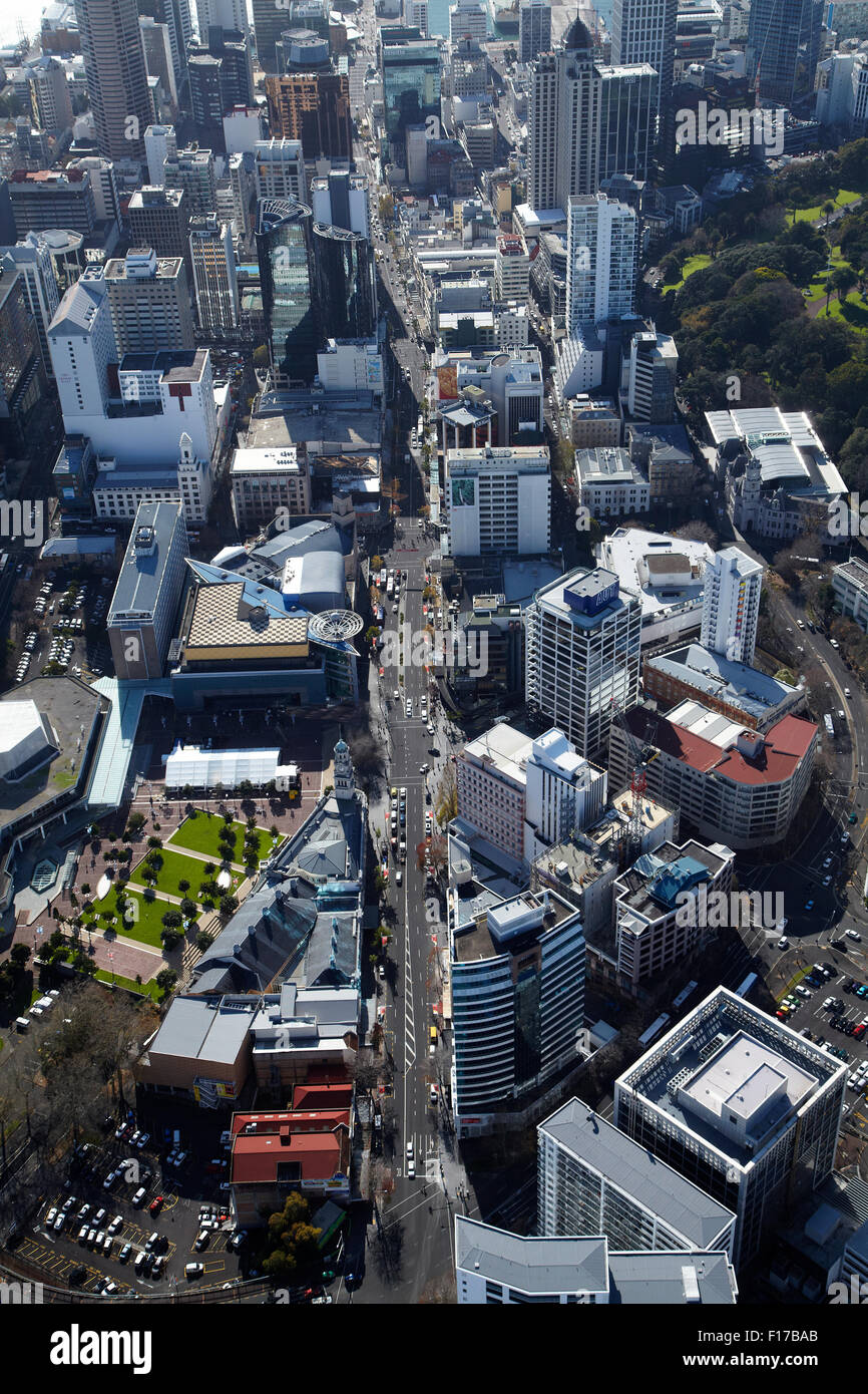 Queen Street e il CBD di Auckland, Isola del nord, Nuova Zelanda - aerial Foto Stock