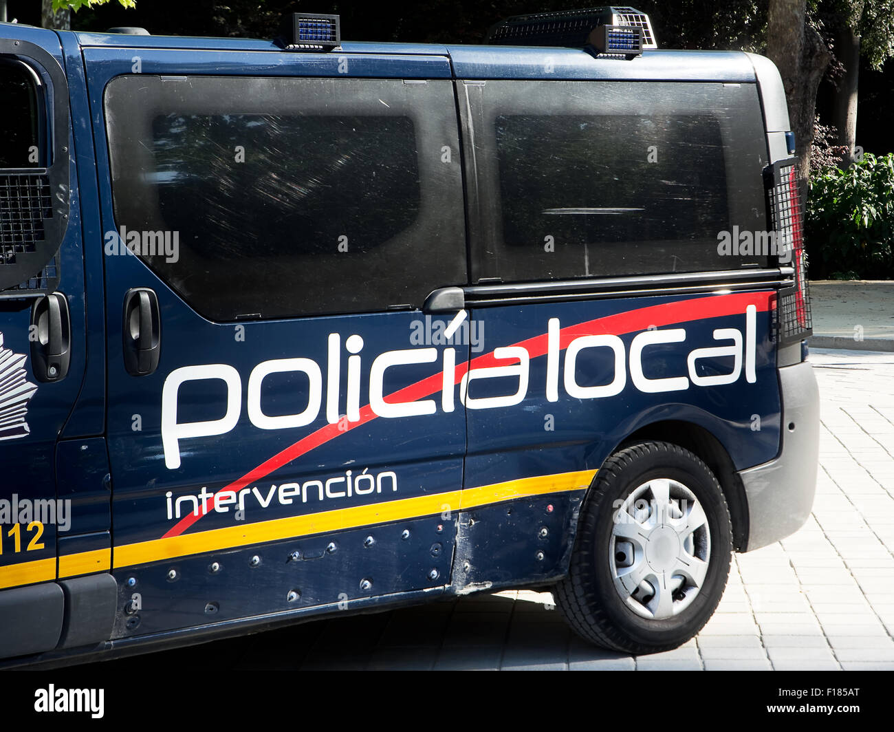 Real Spagna auto della polizia in strada di Siviglia Foto Stock