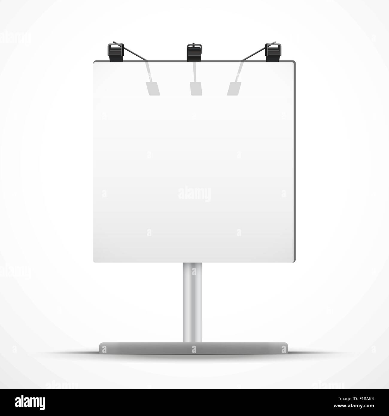 Quadrato vuoto mockup billboard con faretti e luce del giorno. Illustrazione Vettoriale. Illustrazione Vettoriale