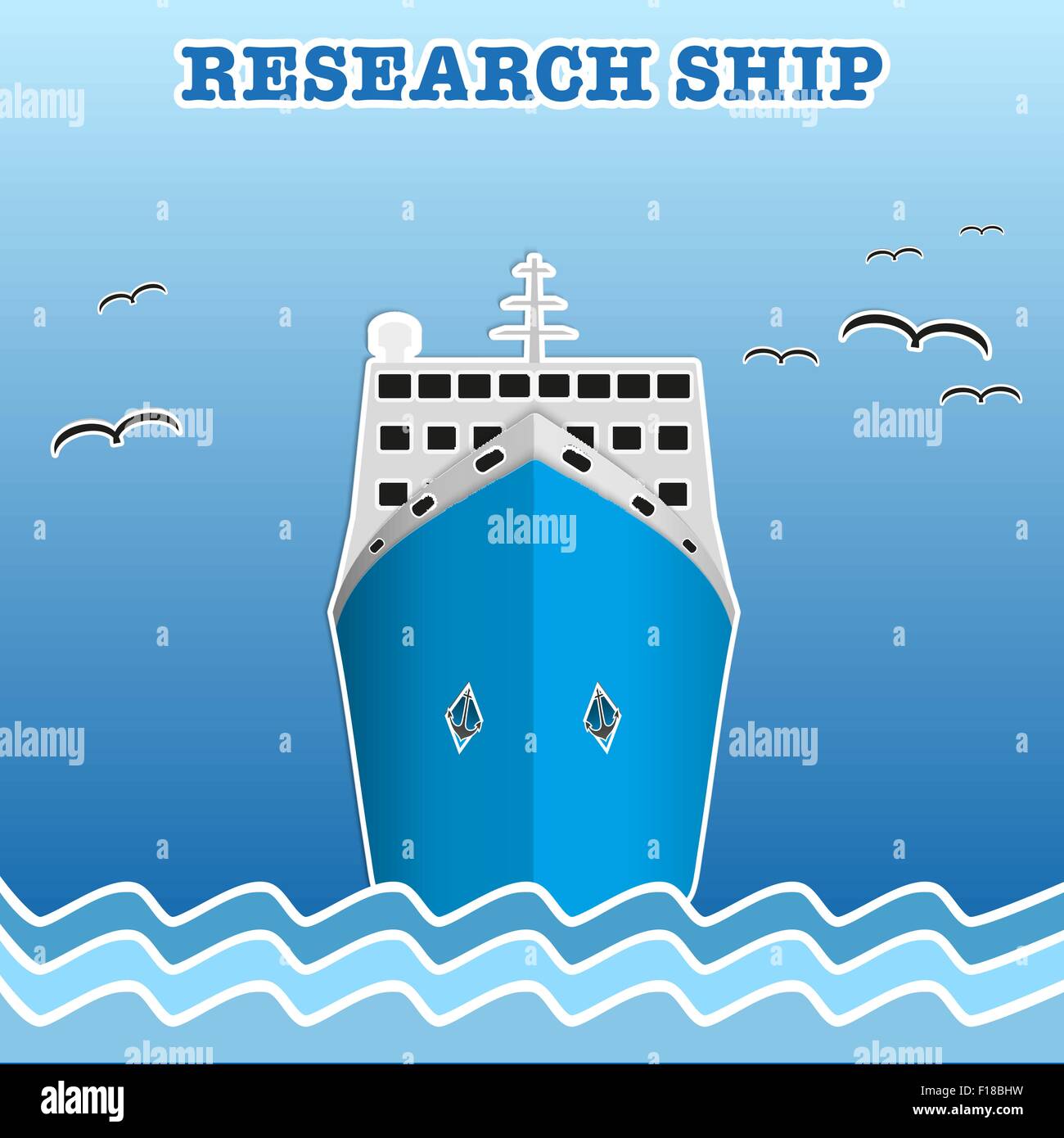 Attività di ricerca o di pescatore nave nautico. Illustrazione Vettoriale