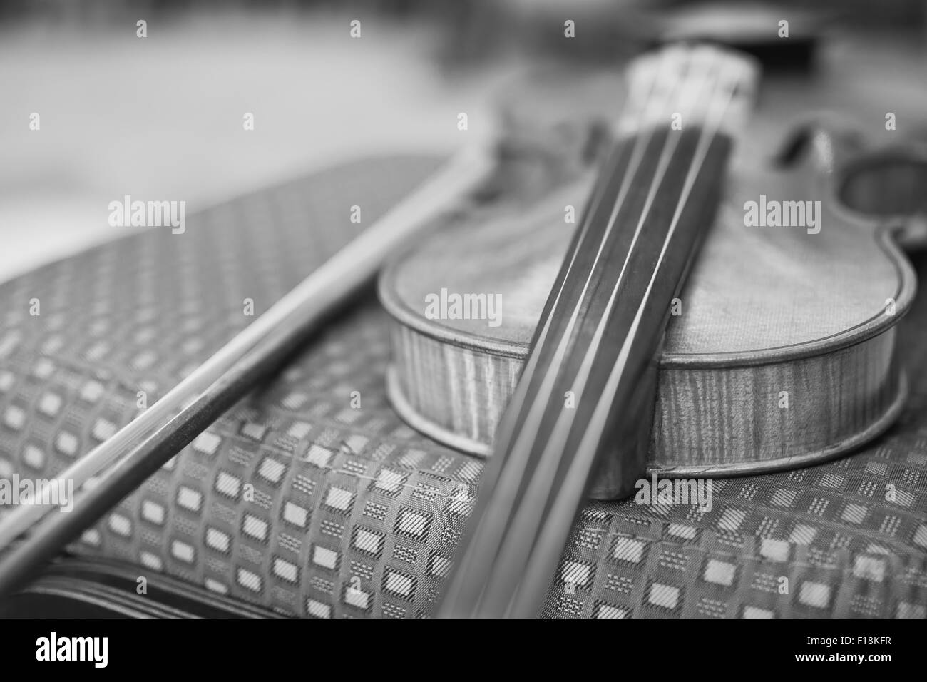 Violino classico in bianco e nero Foto Stock