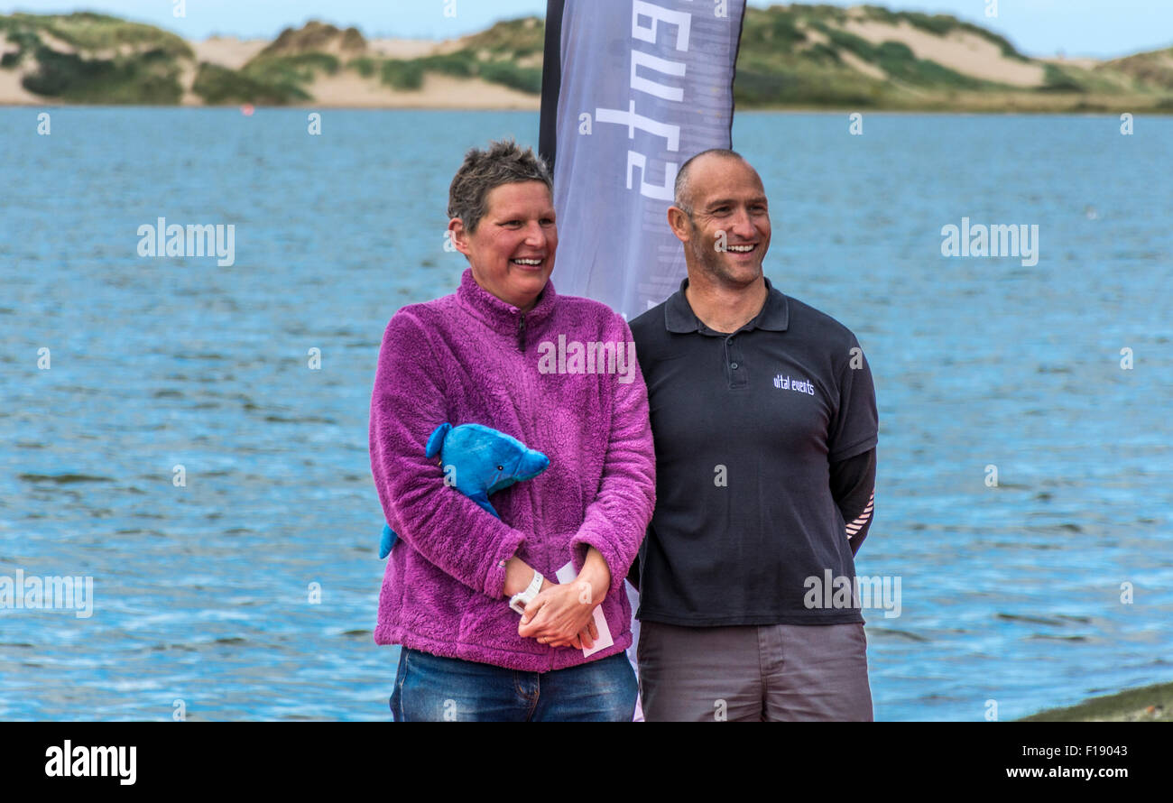 Crosby open water swim evento, il 29 agosto 2015 tenutasi a Crosby Lakeside Adventure Centre. organizzato da eventi di importanza vitale. Foto Stock