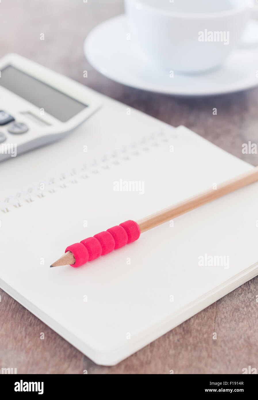 Aprire il notebook vuota con la matita, stock photo Foto Stock