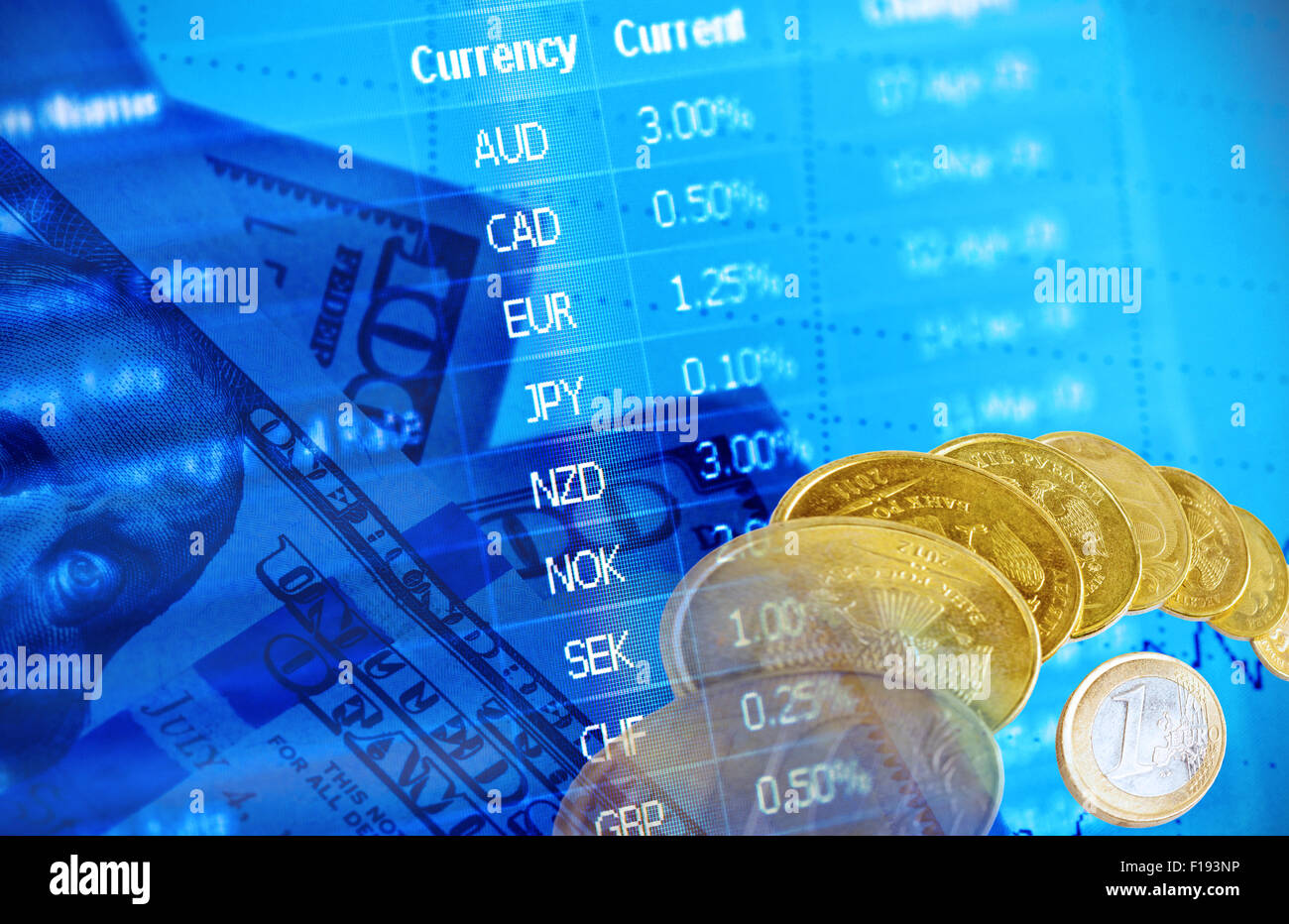 Collage per il mercato finanziario concept Foto Stock