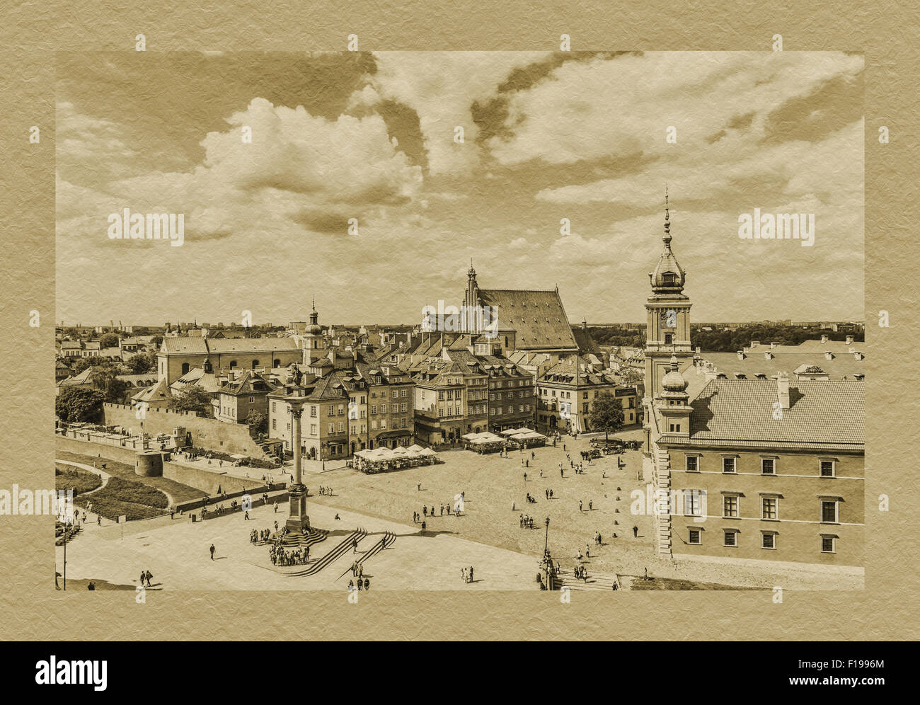 La Piazza del Palazzo con la colonna Sigismunds (Kolumna Zygmunta) e il Castello Reale di Varsavia, Masovian, Polonia, Europa Foto Stock