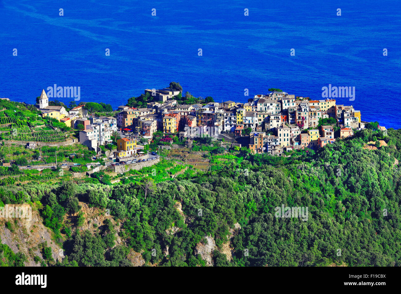 Borghi più belli d'Italia - Corniglia nelle Cinque Terre Foto Stock