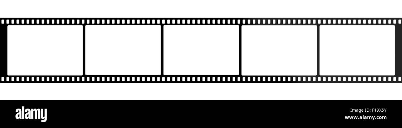 La striscia di pellicola rullo per la foto o il video isolati su sfondo bianco. Foto Stock