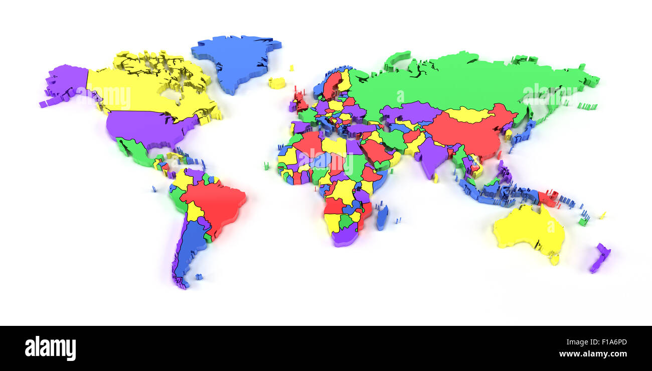 Il mondo colorato mappa con i confini nazionali Foto Stock Il mondo colorato mappa con i confini nazionali Foto Stock