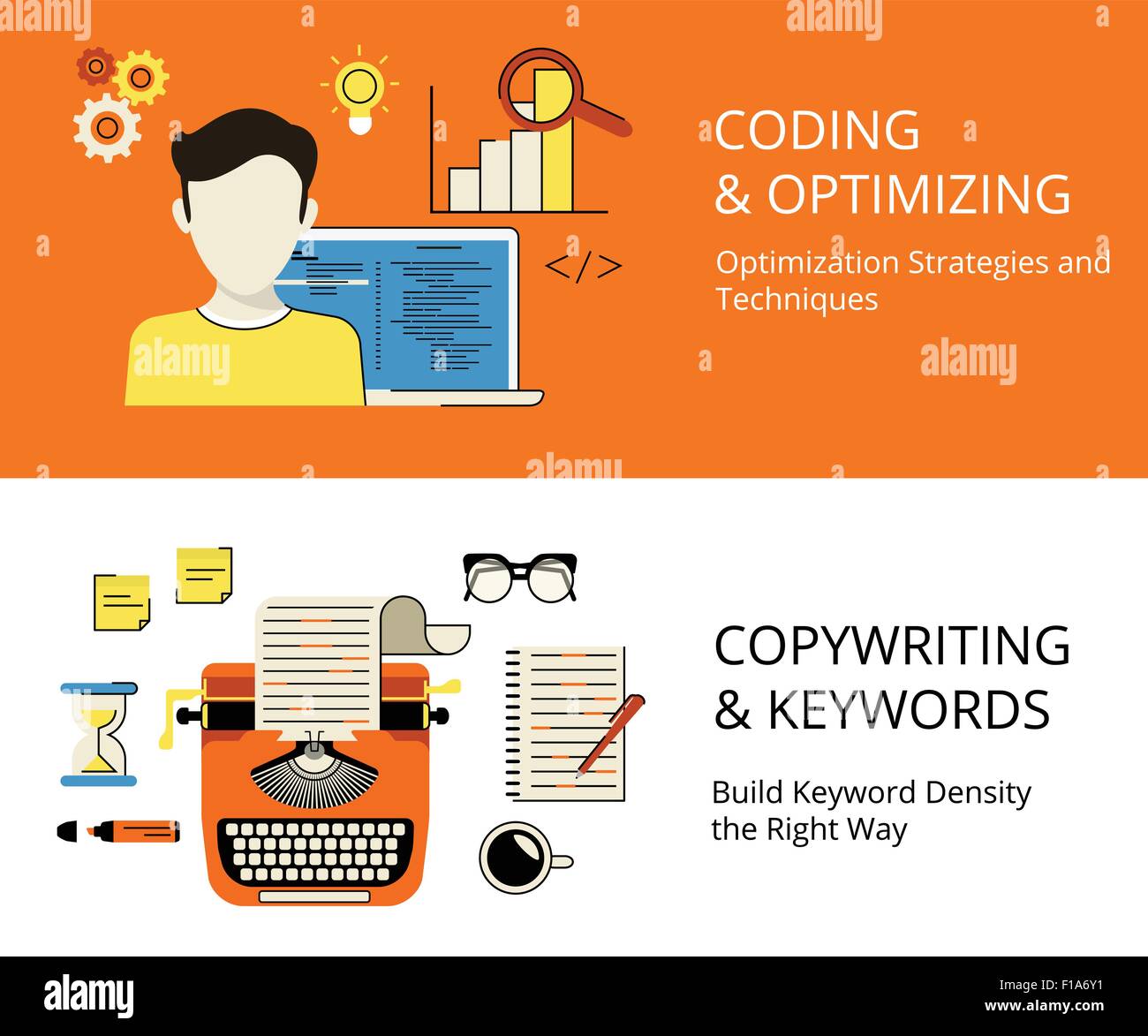 Codifica e copywriting Illustrazione Vettoriale