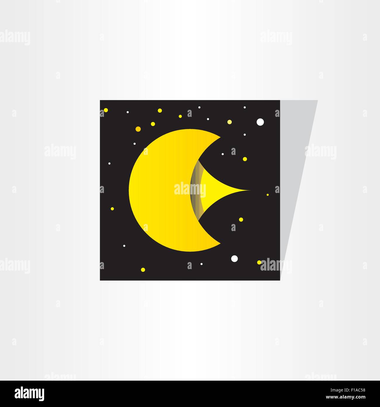 Luna stella il vettore spaziale lettera e simbolo di sfondo Illustrazione Vettoriale