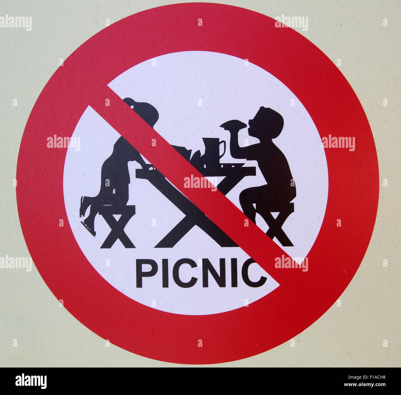 Bomarzo, Italia, segno, picnic vietati Foto Stock
