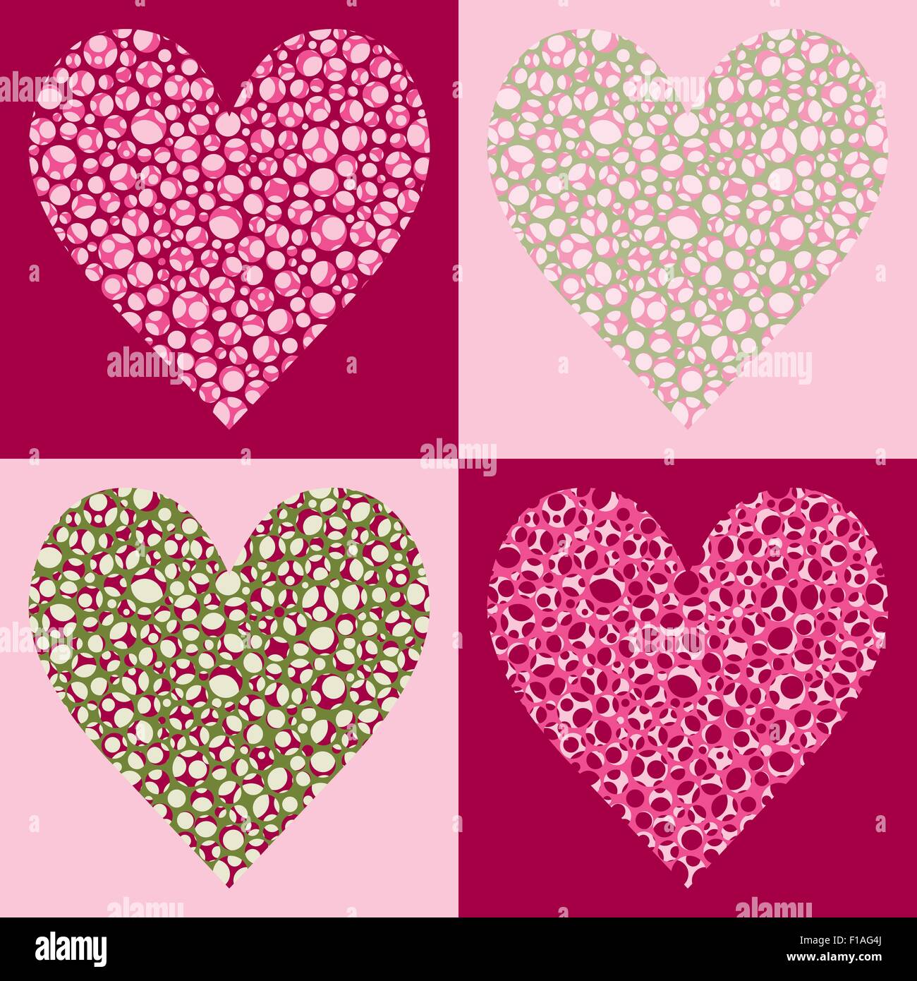 Quattro Bubble hanno riempito il cuore con quattro varianti di colore Illustrazione Vettoriale