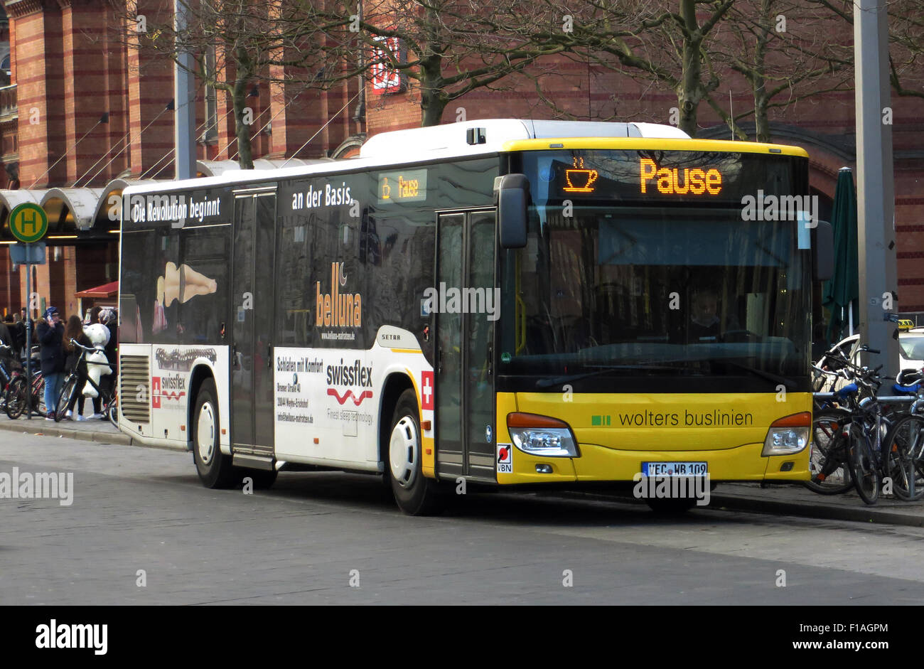 Bremen, Germania, conducente di bus si prende una pausa Foto Stock