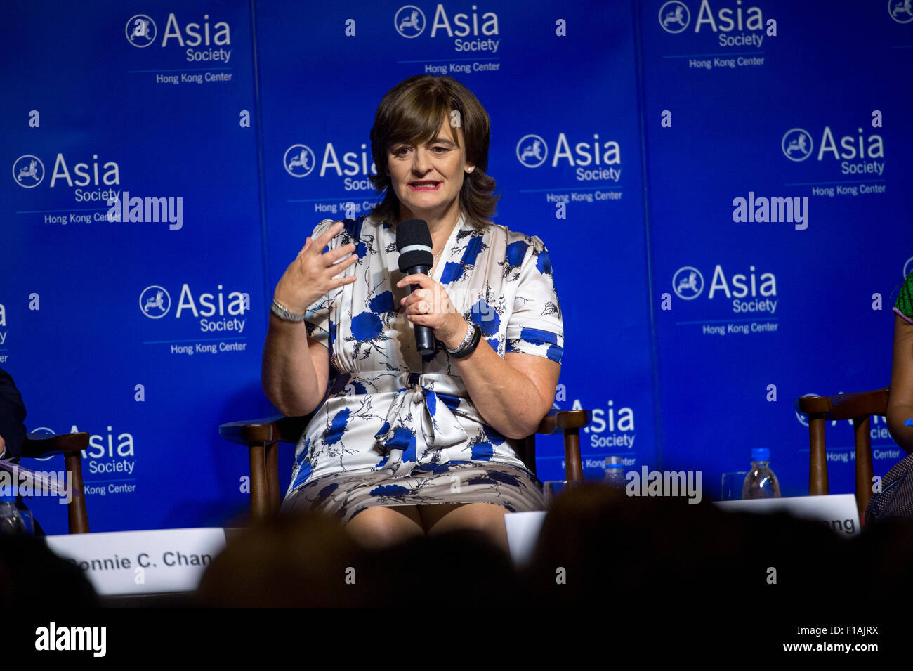 Hong Kong, Cina. 31 Agosto, 2015. Cherie Blair si unisce il pannello in Asia la società di Hong Kong Center panel di discussione- 'per cambiamento duraturo: l'istruzione delle donne e di empowerment. Credito: Jayne Russell/Alamy Live News Foto Stock