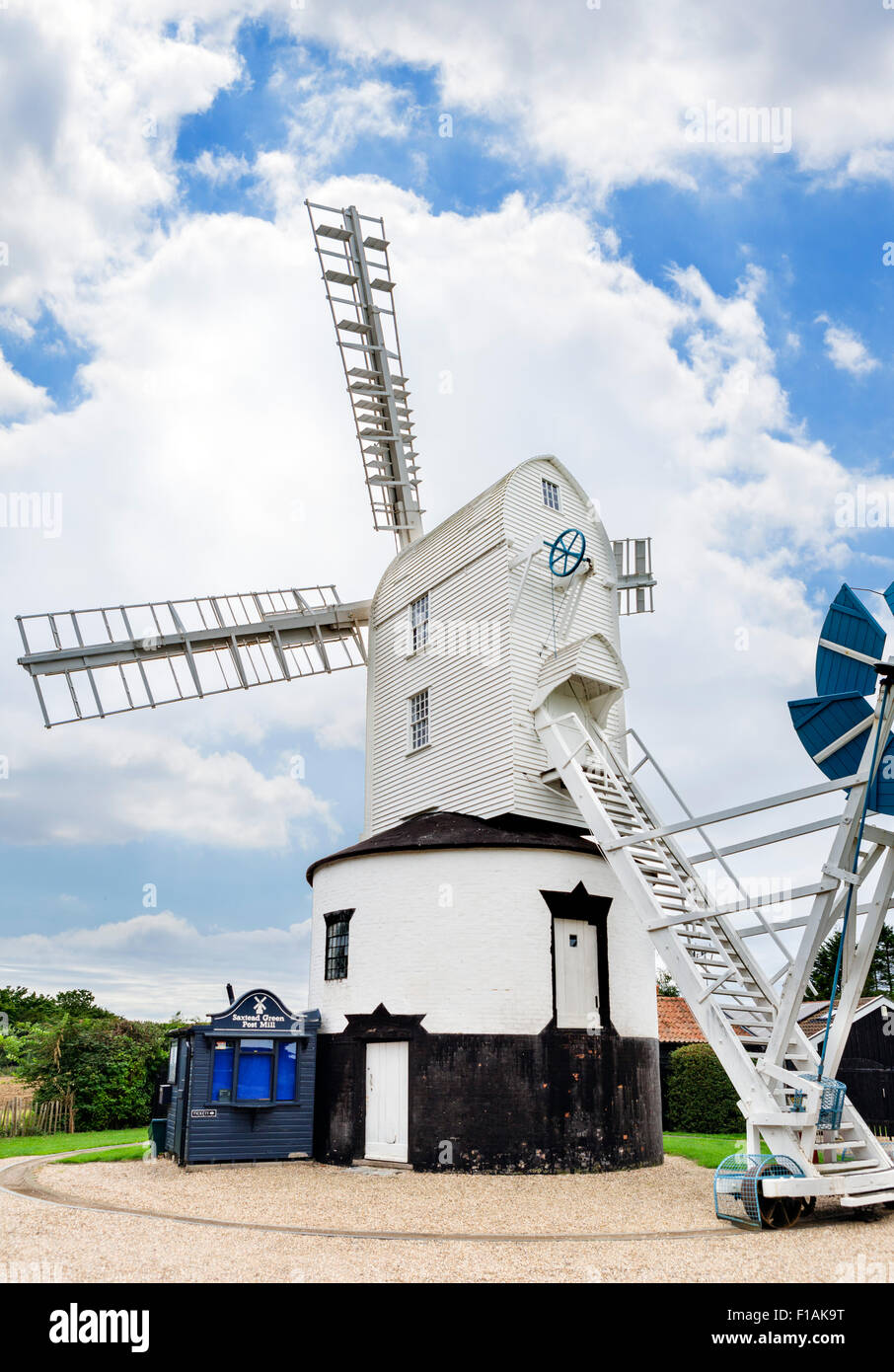 Saxtead Green Post Mill, Suffolk, Inghilterra, Regno Unito Foto Stock