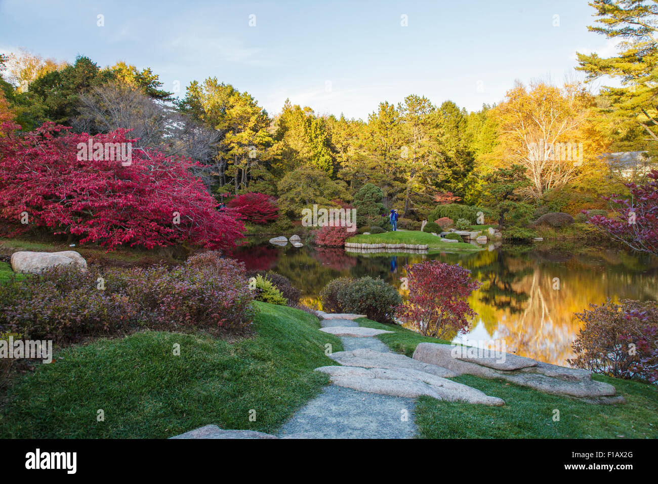 Azalea Asticou giardino, Northeast Harbor, Maine in autunno (per solo uso editoriale) Foto Stock
