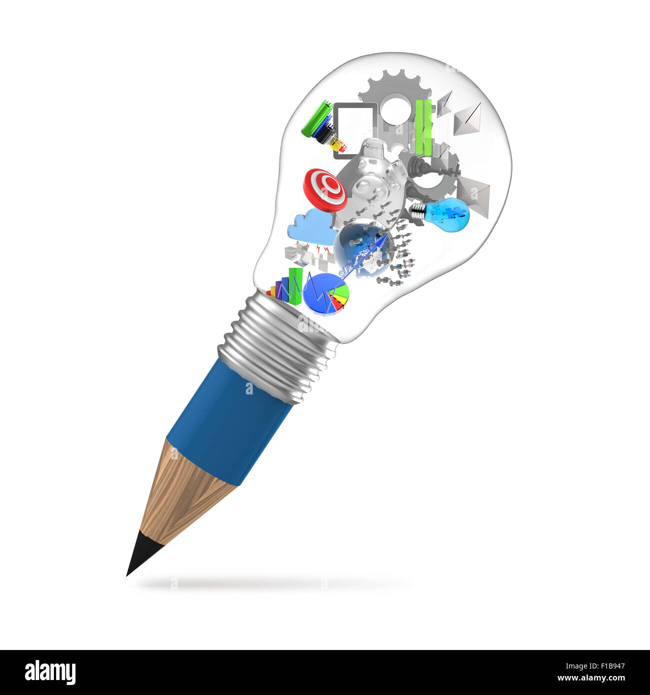 Creative Design business come matita lampadina 3d come business design concept Foto Stock