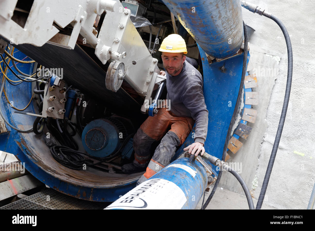 Berlino, Germania, combinato di scavo di fognature Foto Stock