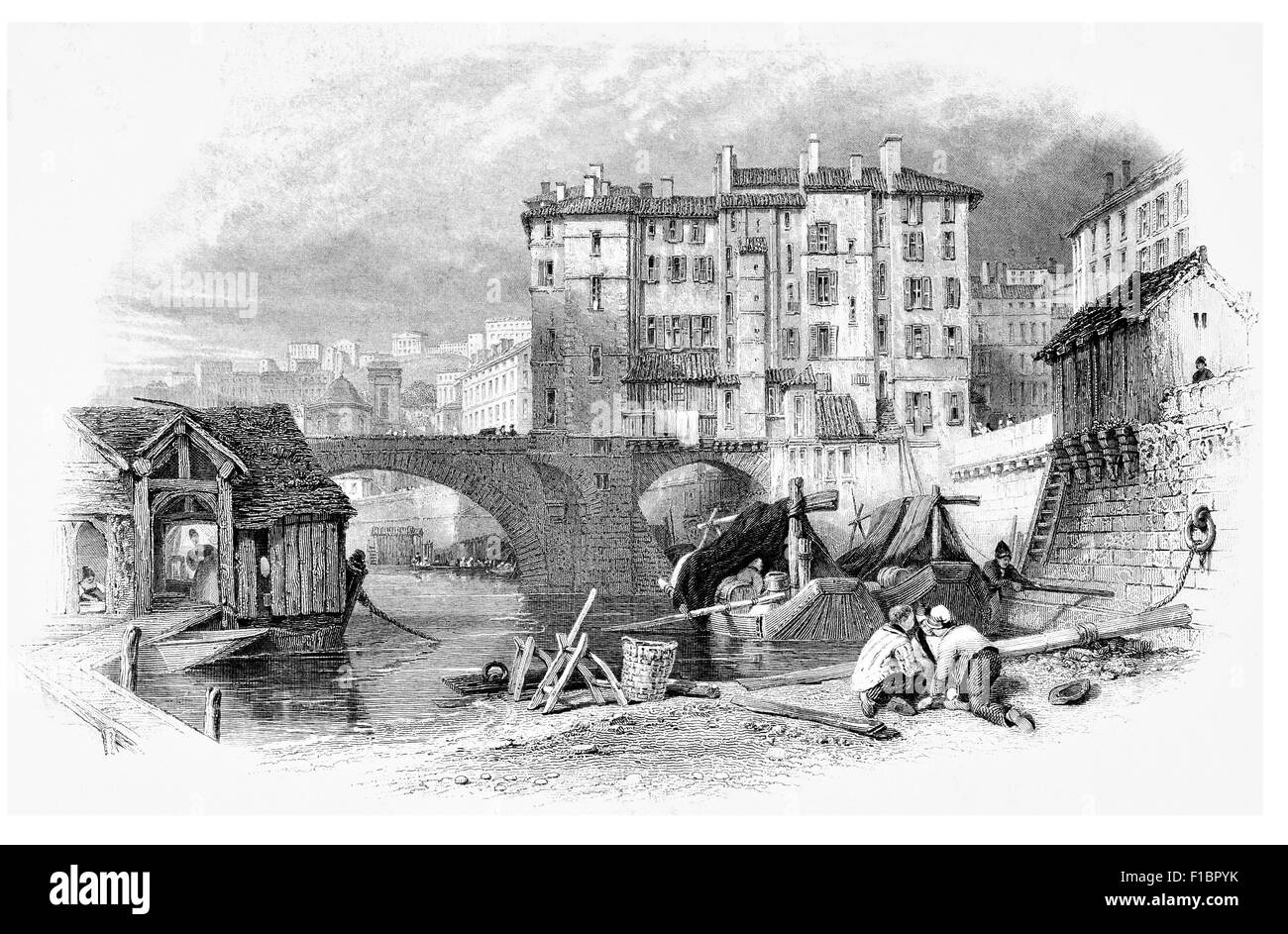 Pont du change Lione Lione fiume Rodano Foto Stock