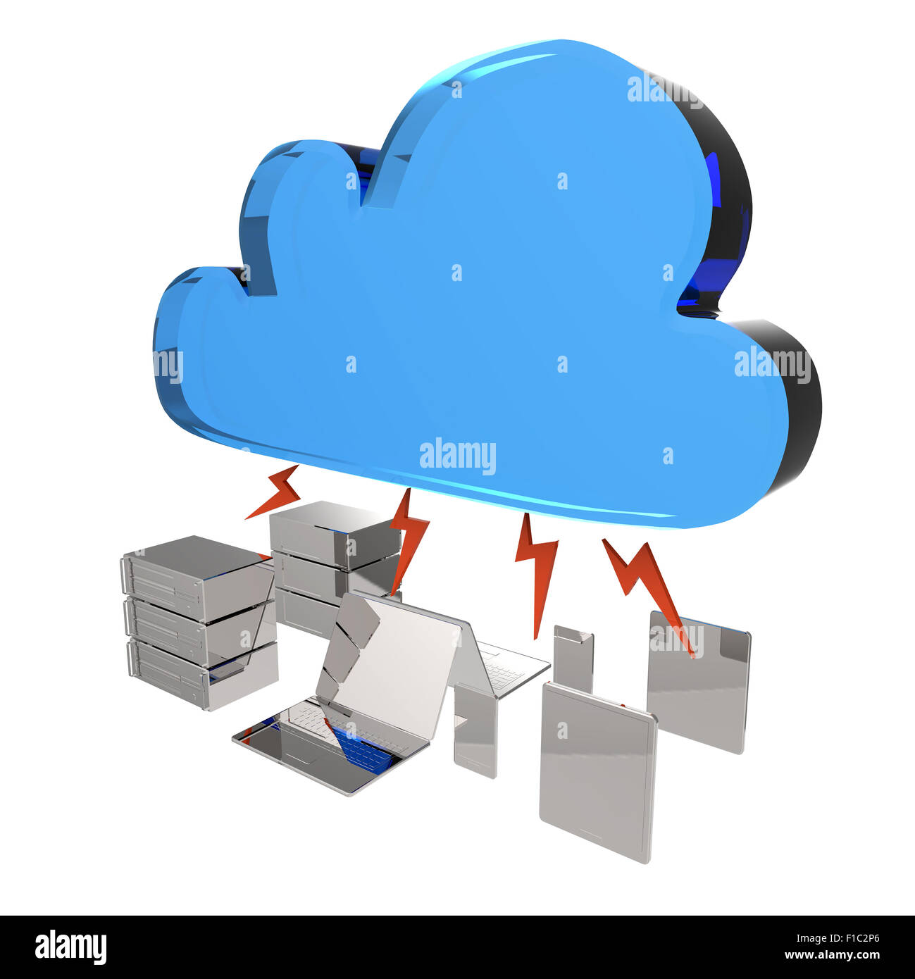 Il cloud computing concetto 3d su bianco Foto Stock