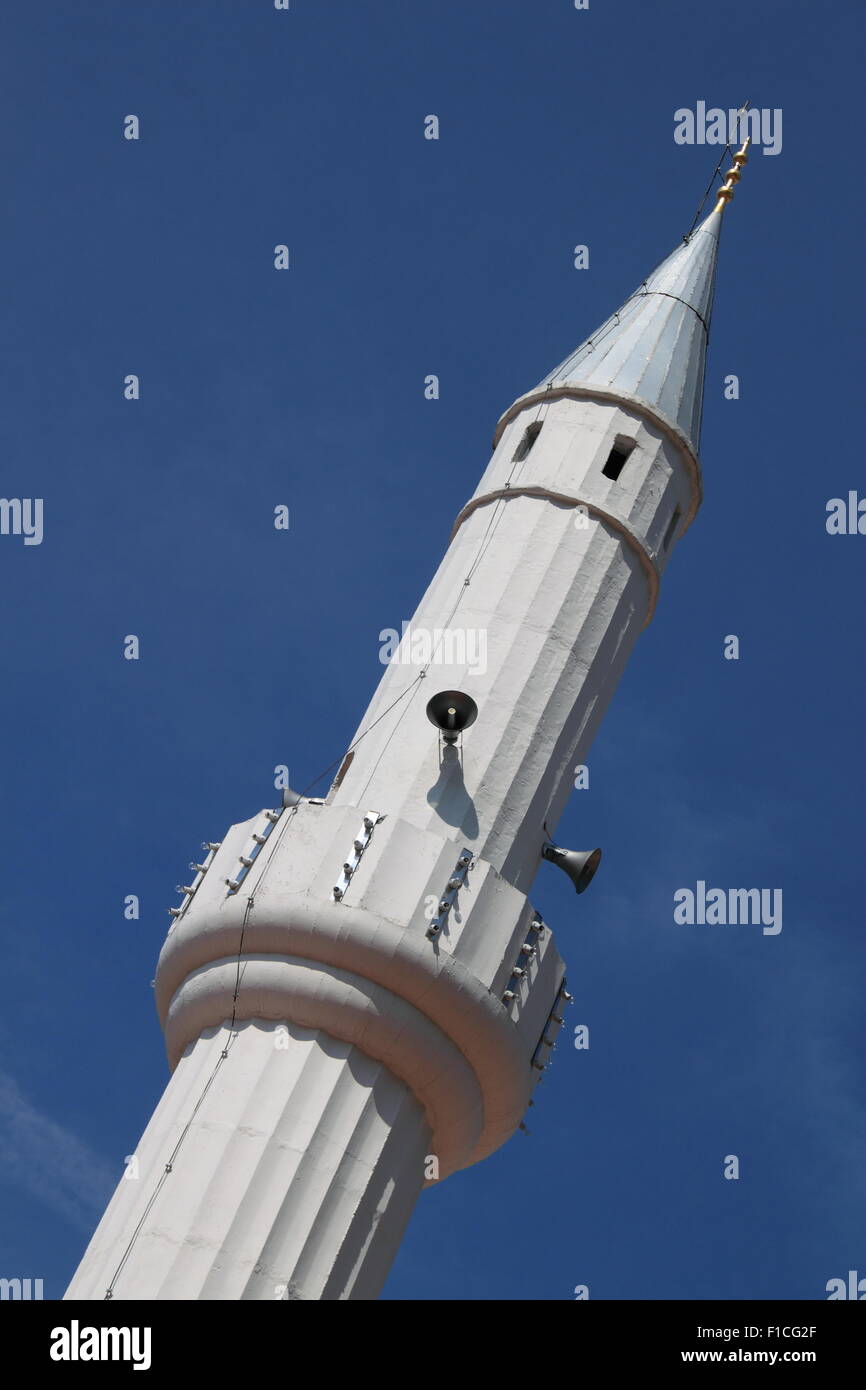 Il minareto di Murad Bey moschea, Rruga Kala, Kruja, Albania, Balcani, Europa Foto Stock