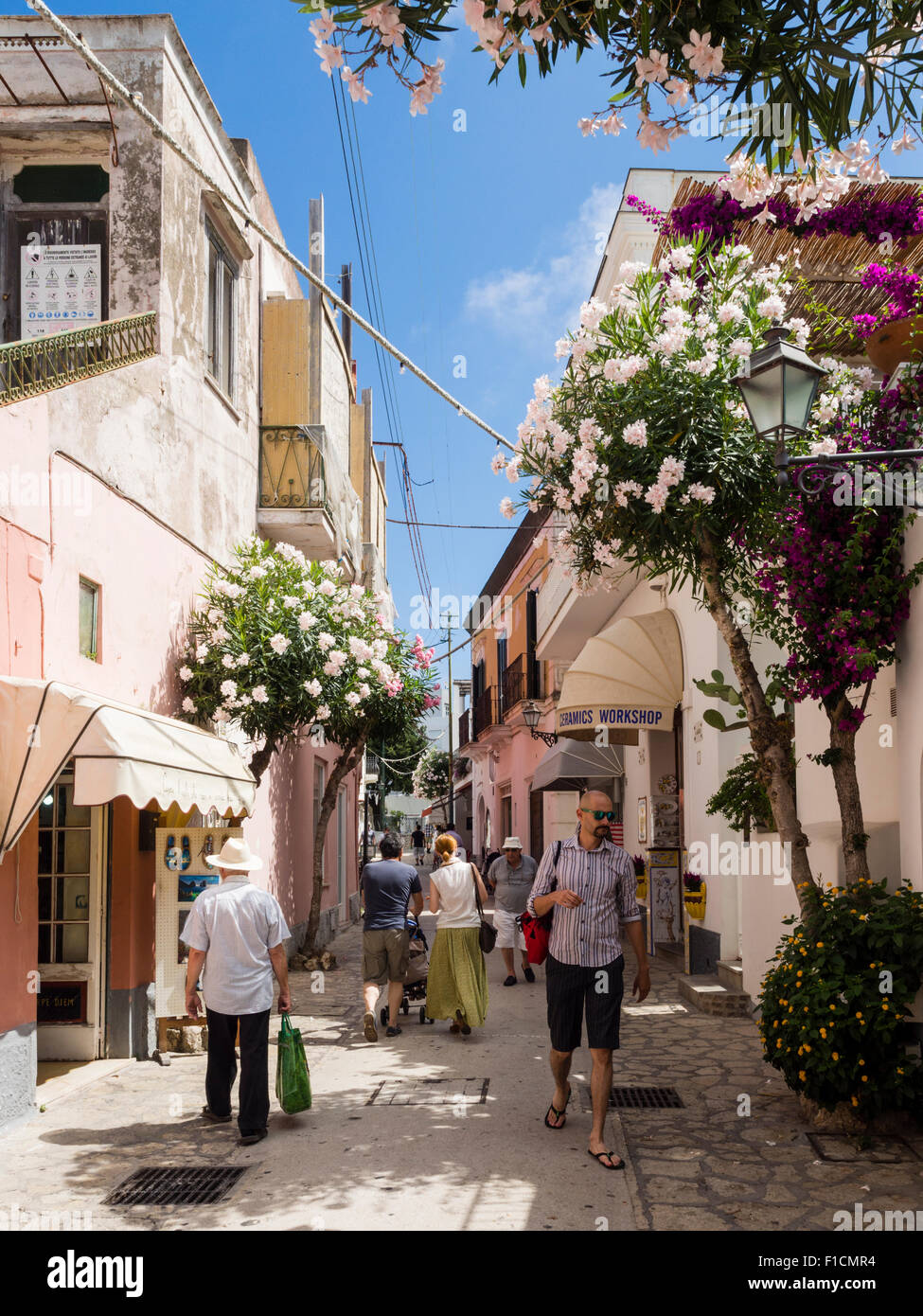Strada di Ana Capri sulla isola di Capri ITALIA Foto Stock