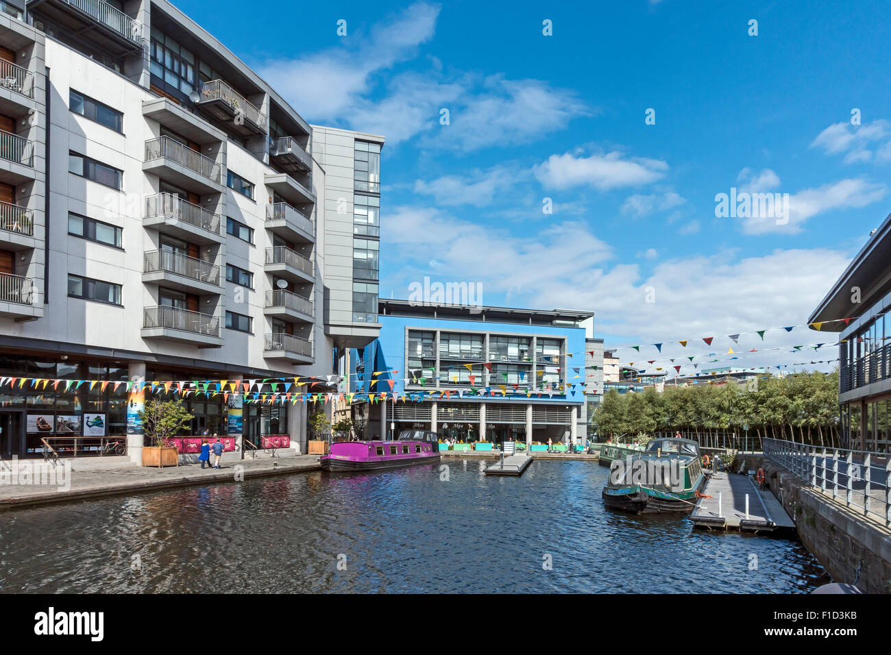 Il bacino di Edimburgo della Union Canal a Fountainbridge nel centro di Edimburgo in Scozia Foto Stock