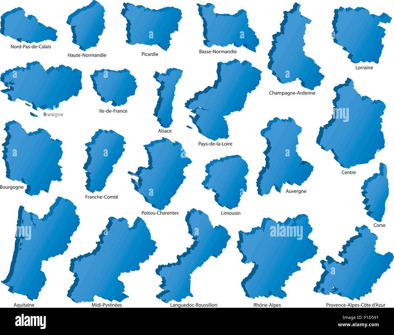 Regioni francesi icone Illustrazione Vettoriale