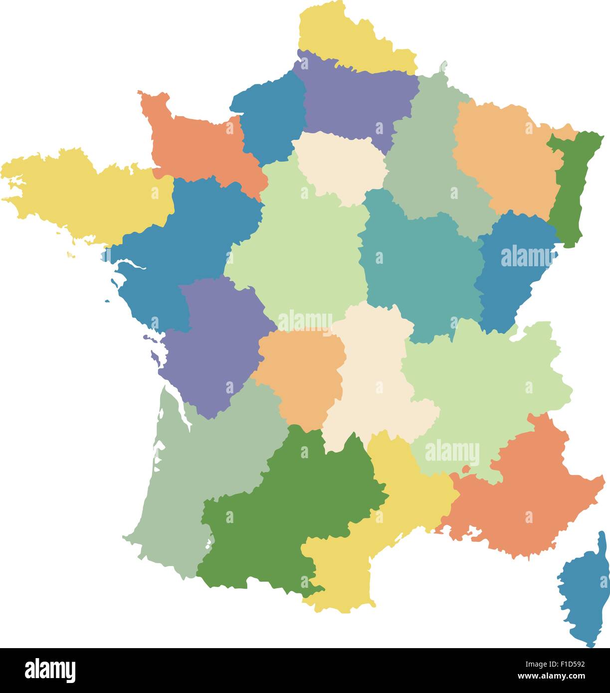 Mappa di Francia diviso in regioni Illustrazione Vettoriale