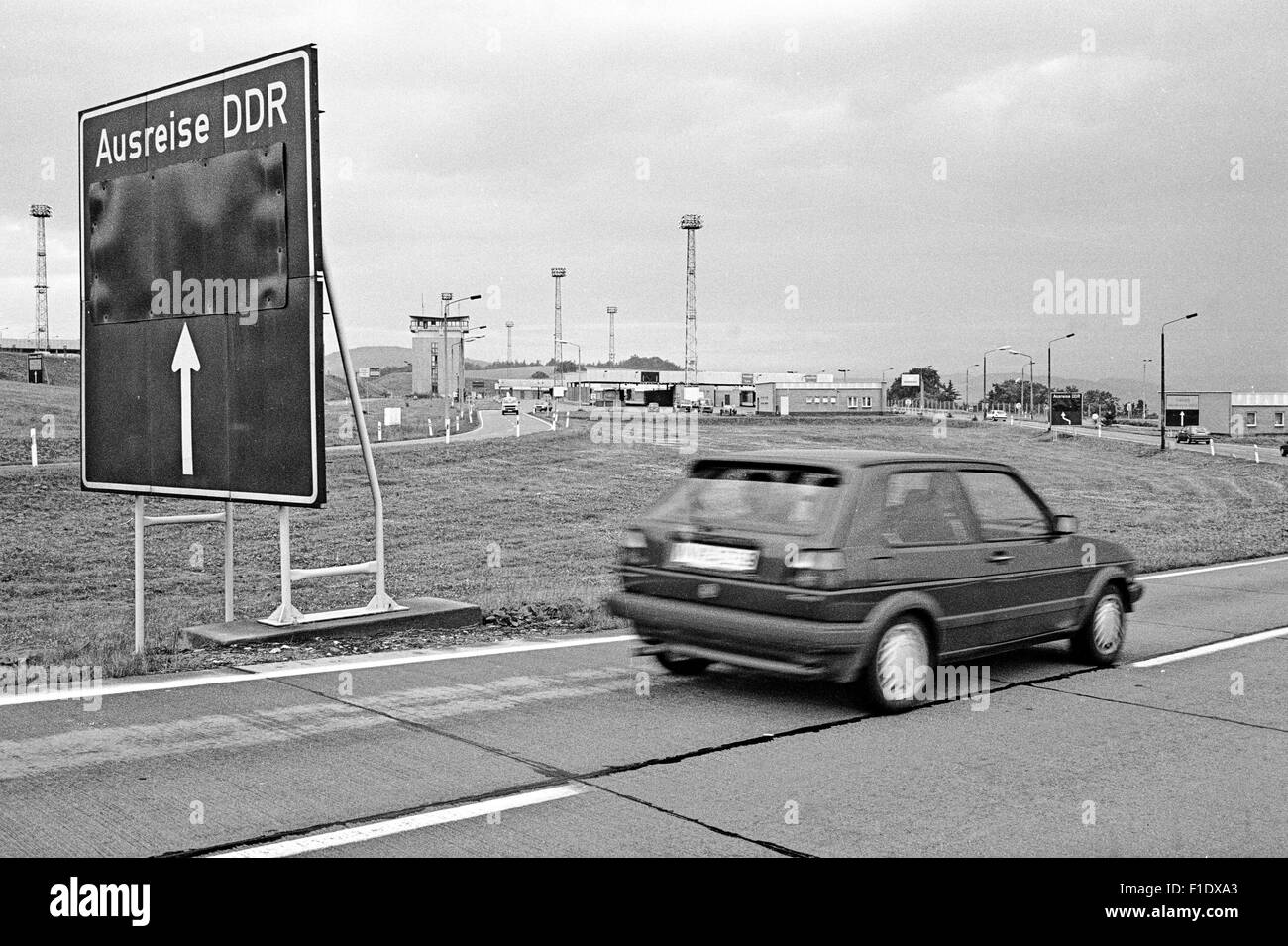 Ultimo turno della RDT le truppe di frontiera, al confine tedesco-tedesco, qui il valico di frontiera Wartha-Herleshausen, autostrada A4 Foto Stock