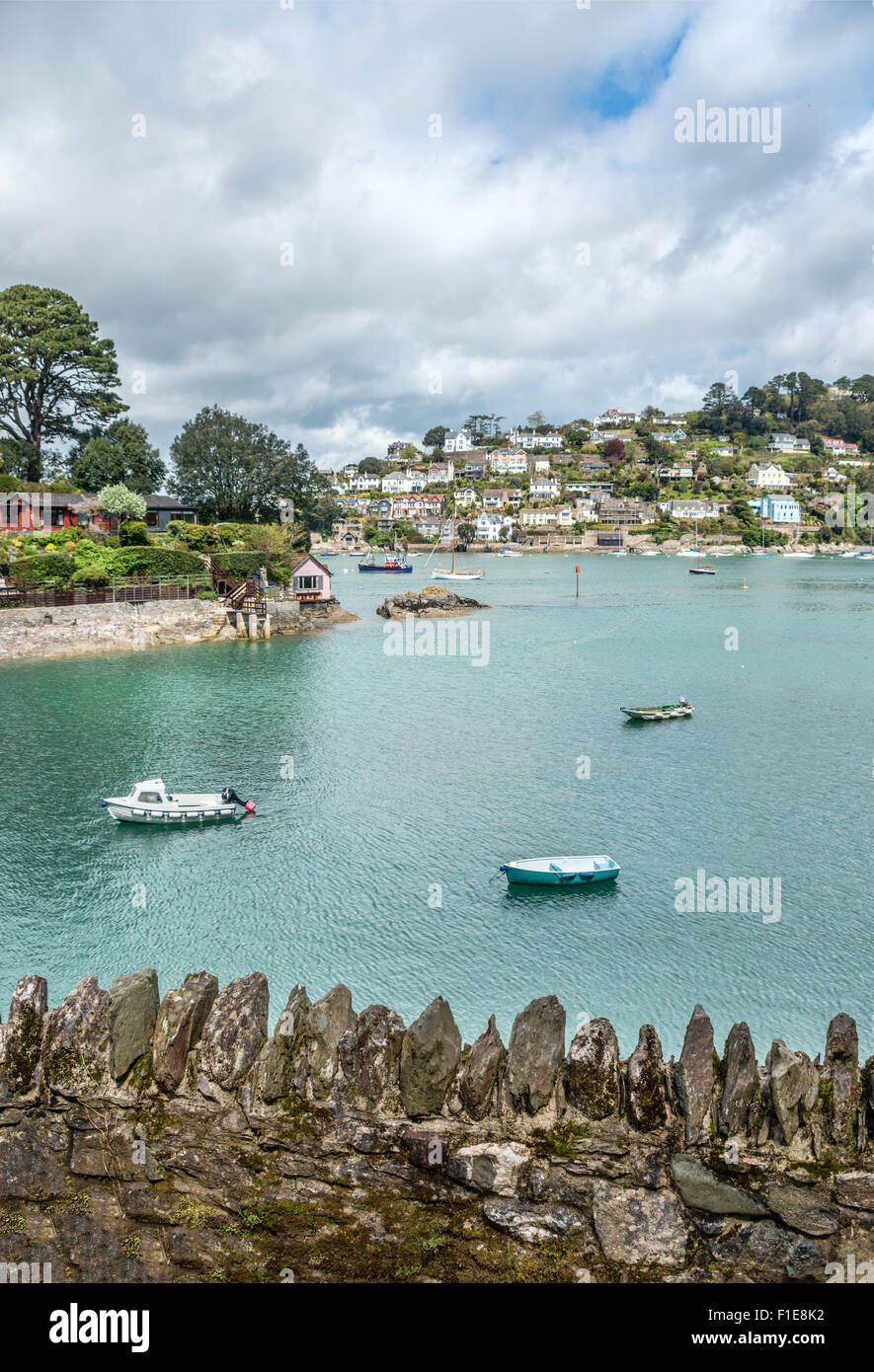 Vista a Dartmouth e Kingswear al River Dart, Devon, Inghilterra, Regno Unito Foto Stock