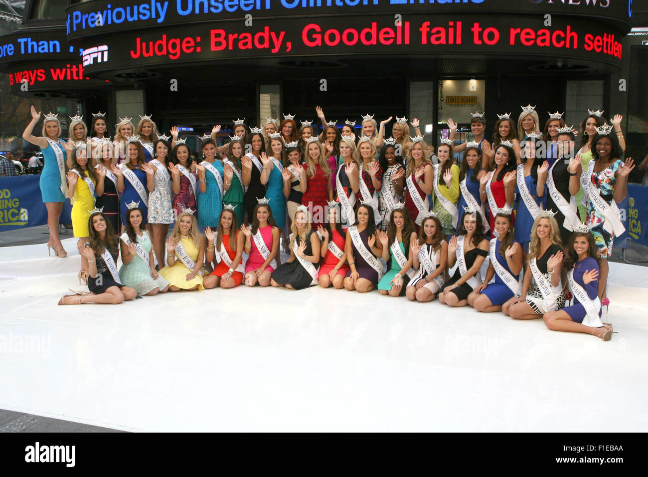 New York, Stati Uniti d'America. 1 Sep, 2015. Miss America prende su Times Square Credit: Bruce Cotler/Globe foto/ZUMA filo/Alamy Live News Foto Stock