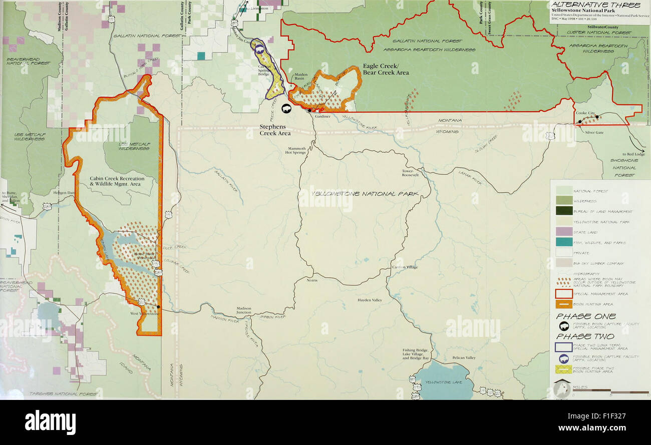 Progetto di dichiarazione di impatto ambientale per la interagenzie bison un piano di gestione per lo stato del Montana e il Parco Nazionale di Yellowstone (1998) Foto Stock