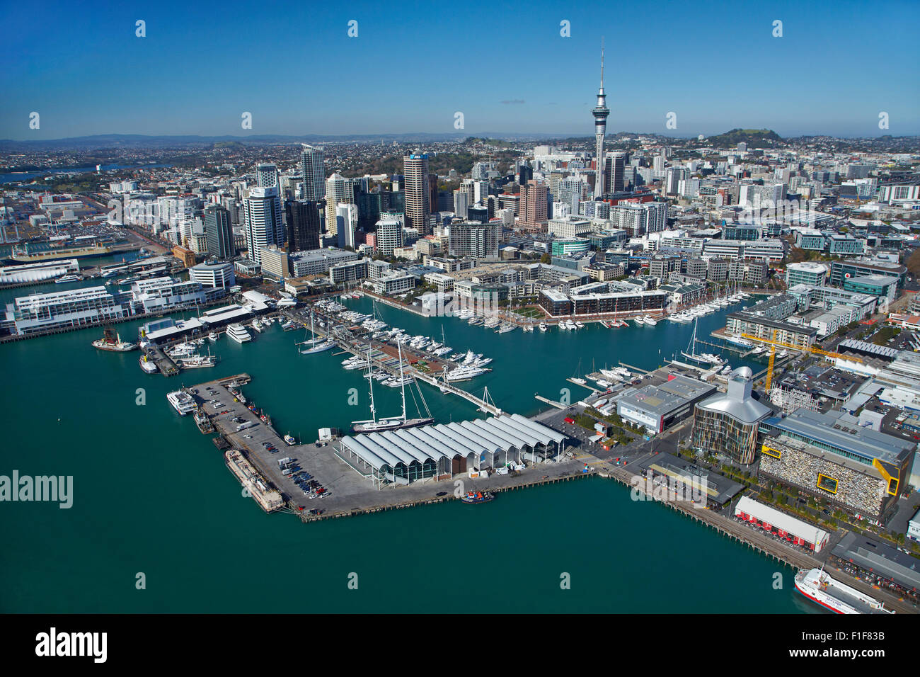Wynyard trimestre, Porto di Viaduct e il lungomare di Auckland Auckland North Island, Nuova Zelanda - aerial Foto Stock