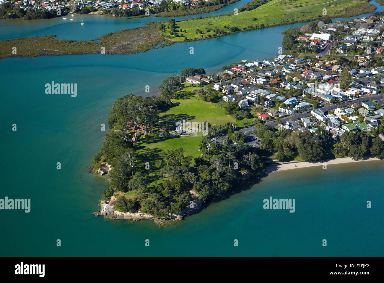 Coyle Park, punto Chevalier, Auckland, Isola del nord, Nuova Zelanda - aerial Foto Stock