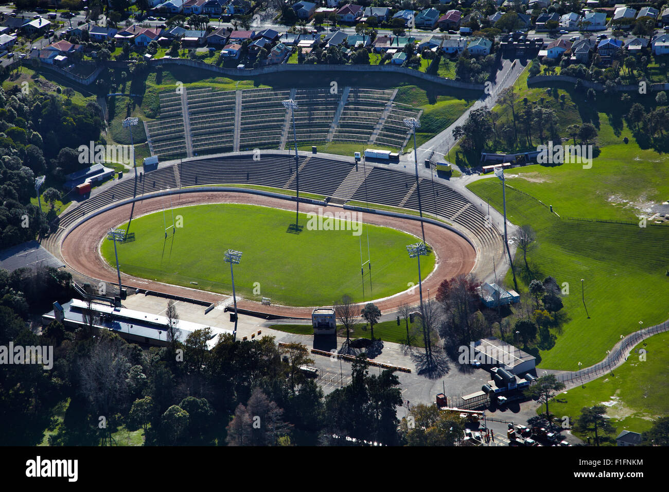 Western Springs Stadium, Auckland, Isola del nord, Nuova Zelanda - aerial Foto Stock