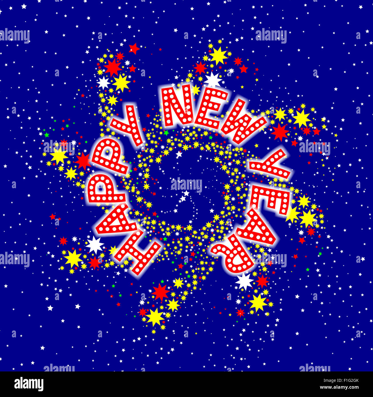 Un perno rotante ruota o ruota di Catherine con un messaggio per il nuovo anno Foto Stock